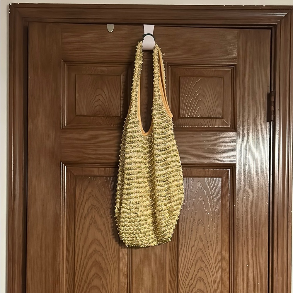 Yellow and Gold crochet/beaded women's bag